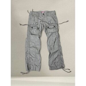 Y2K MAXRAVE Lace-Up Cargo Pants – Low Rise Utility Trousers – Taupe / Khaki